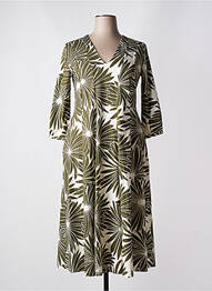 Robe longue imprimé fantaisie manches 3/4 vert MARIA BELLENTANI femme