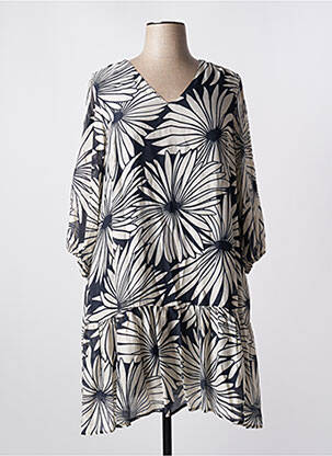 Robe mi-longue coupe évasée manches 3/4 bleu MARIA BELLENTANI femme