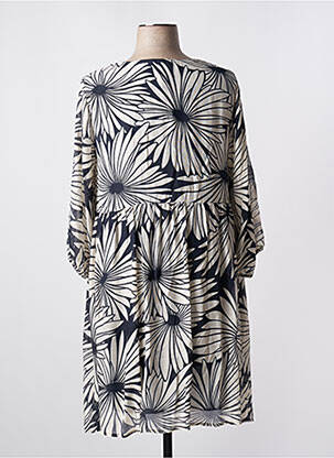 Robe mi-longue imprimé fleurs manches 3/4 bleu MARIA BELLENTANI femme