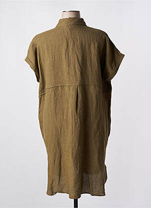 Robe mi-longue coupe fluide manches courtes vert LEO & UGO femme