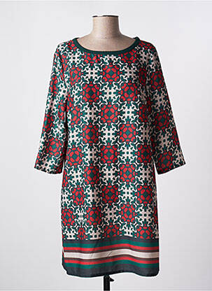 Robe courte coupe fluide manches 3/4 vert ELEONORA AMADEI femme