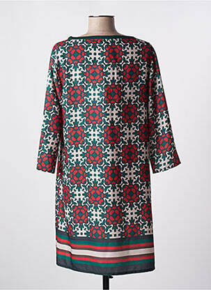 Robe courte coupe fluide manches 3/4 vert ELEONORA AMADEI femme