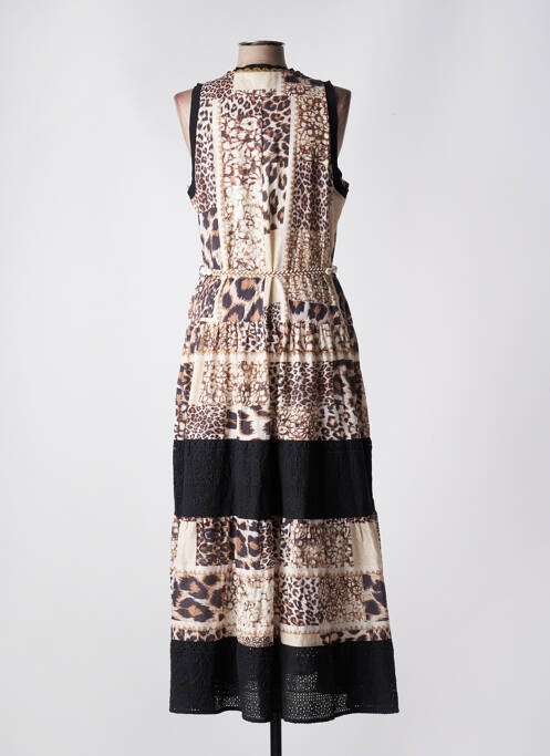 Robe longue coupe évasée sans manche marron FUEGO WOMAN femme