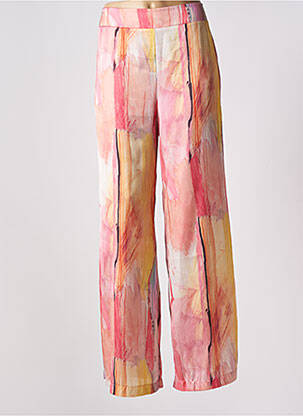 Pantalon large coupe fluide taille haute rose ELEONORA AMADEI femme