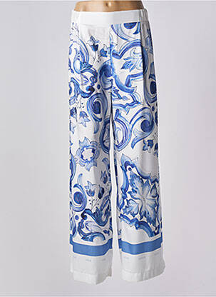 Pantalon large coupe fluide taille haute blanc LESLIE femme