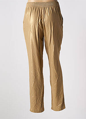 Pantalon droit fermeture zippée sous rabat avec crochet taille haute or EVA KAYAN femme