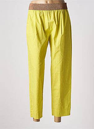 Pantalon 7/8 taille haute taille haute jaune MARIA BELLENTANI femme