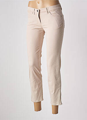 Pantalon 7/8 fermeture zippée sous rabat boutonné beige TONI femme
