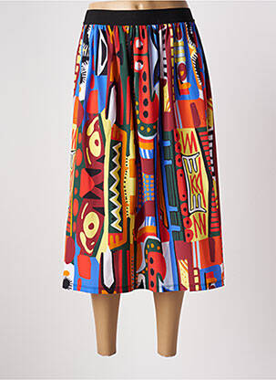 Jupe mi-longue coupe évasée orange INDIES femme