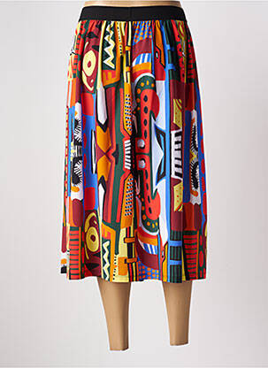 Jupe mi-longue coupe évasée orange INDIES femme
