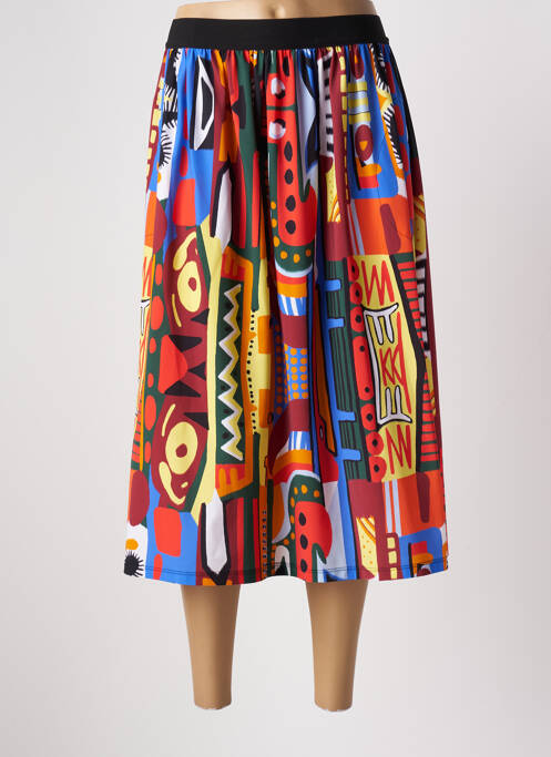 Jupe mi-longue coupe évasée orange INDIES femme