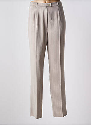 Pantalon droit tissage crêpe taille haute beige QUATTRO femme