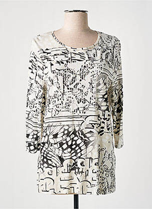 Top tissage jersey manches longues beige OLSEN femme