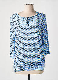 Blouse imprimé fantaisie manches longues bleu OLSEN femme