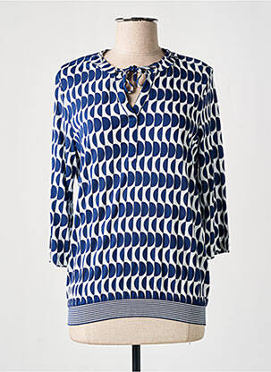 Blouse tissage popeline manches longues bleu OLSEN femme
