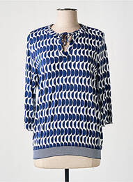 Blouse imprimé fantaisie manches longues bleu OLSEN femme