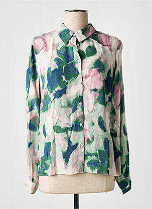 Chemisier tissage crêpe manches longues vert JENSEN femme