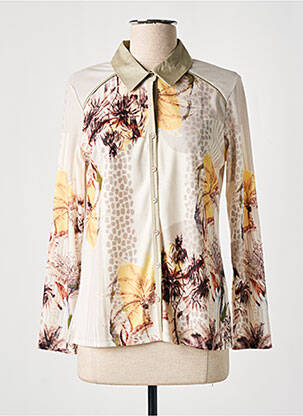 Chemisier imprimé fantaisie manches longues beige KALISSON femme