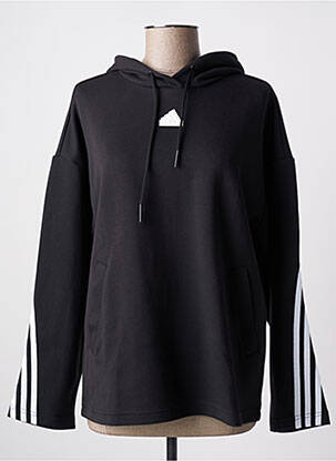 Sweat-shirt à capuche col v manches longues noir ADIDAS femme