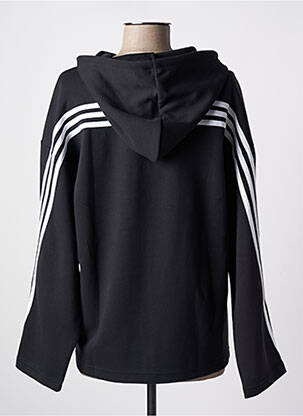 Sweat-shirt à capuche col v manches longues noir ADIDAS femme