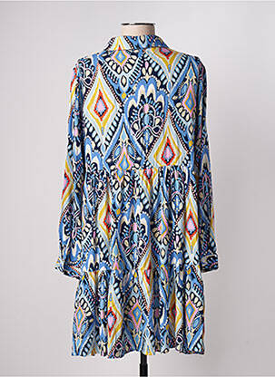 Robe mi-longue imprimé fantaisie manches longues bleu TIRAMISU femme