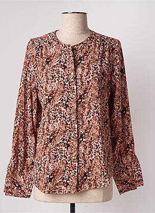 Chemisier col mao manches longues marron SARAH JOHN femme