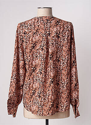 Chemisier col mao manches longues marron SARAH JOHN femme