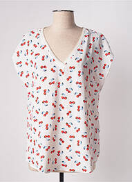 Top imprimé fantaisie manches courtes blanc SARAH JOHN femme