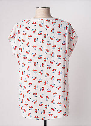 Top imprimé fantaisie manches courtes blanc SARAH JOHN femme