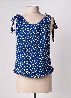 Top imprimé fantaisie sans manche bleu SARAH JOHN femme