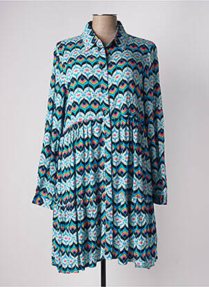 Robe mi-longue imprimé fantaisie manches longues bleu TIRAMISU femme