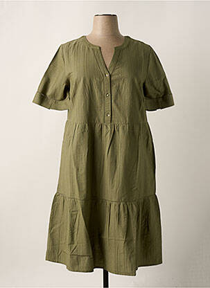 Robe mi-longue manches courtes manches courtes vert SHEEGO femme