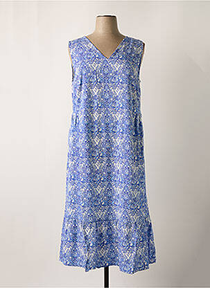 Robe longue coupe évasée sans manche bleu SHEEGO femme