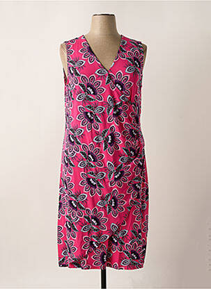 Robe mi-longue imprimé fleurs sans manche rose SHEEGO femme