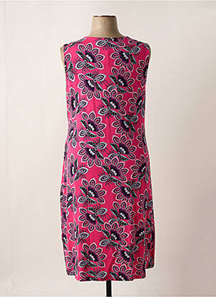 Robe mi-longue imprimé fleurs sans manche rose SHEEGO femme