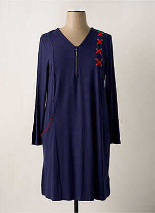 Robe mi-longue manches longues manches longues bleu SHEEGO femme