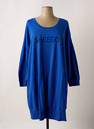 Robe mi-longue manches longues manches longues bleu SHEEGO femme