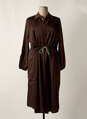 Robe longue manches longues manches longues marron SHEEGO femme