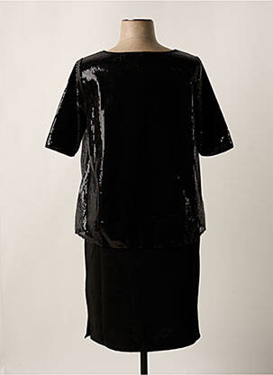 Robe mi-longue manches courtes manches courtes noir SHEEGO femme
