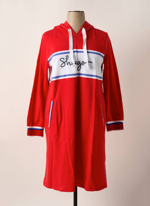 Robe mi-longue manches longues manches longues rouge SHEEGO femme