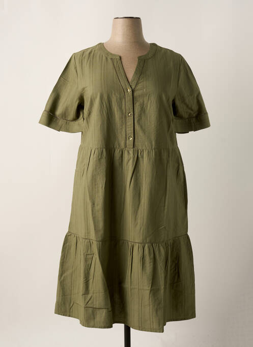 Robe mi-longue coupe évasée manches courtes vert SHEEGO femme