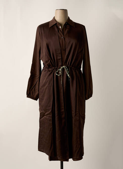 Robe longue manches longues manches longues marron SHEEGO femme