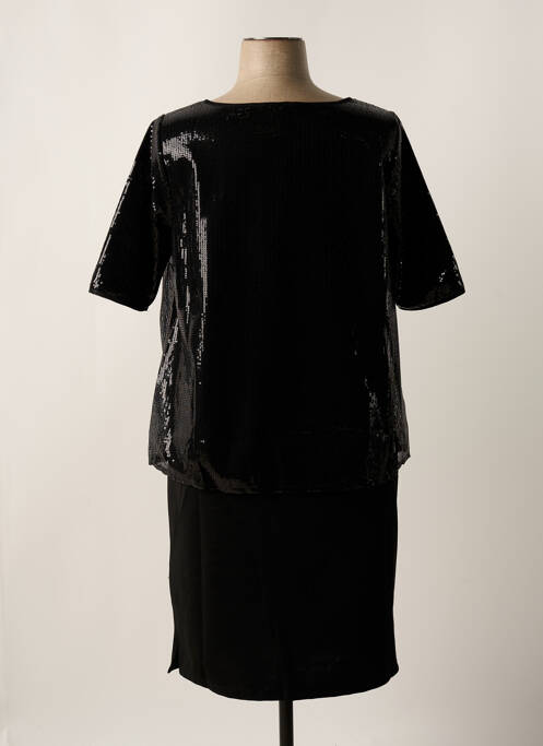 Robe mi-longue manches courtes manches courtes noir SHEEGO femme