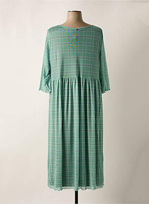 Robe mi-longue coupe fluide manches 3/4 vert SHEEGO femme