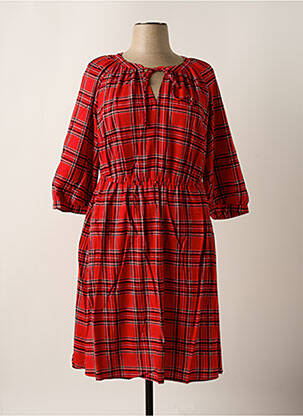 Robe mi-longue imprimé fantaisie manches courtes rouge SHEEGO femme