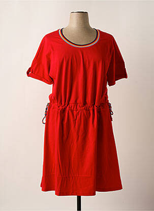 Robe mi-longue manches courtes manches courtes rouge SHEEGO femme