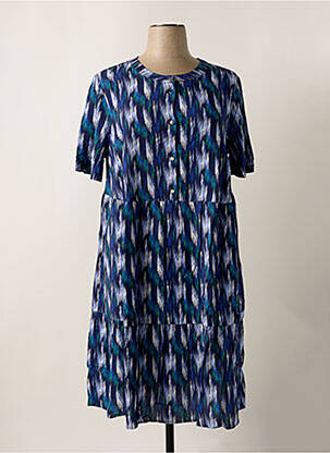 Robe mi-longue imprimé fantaisie manches courtes bleu SHEEGO femme