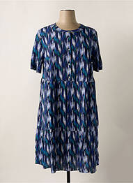 Robe mi-longue imprimé fantaisie manches courtes bleu SHEEGO femme
