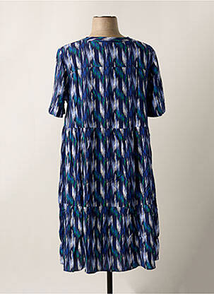 Robe mi-longue imprimé fantaisie manches courtes bleu SHEEGO femme