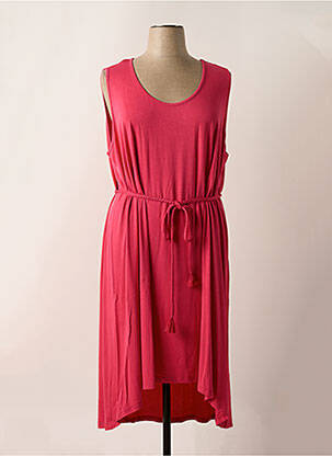 Robe mi-longue coupe fluide sans manche rose SHEEGO femme